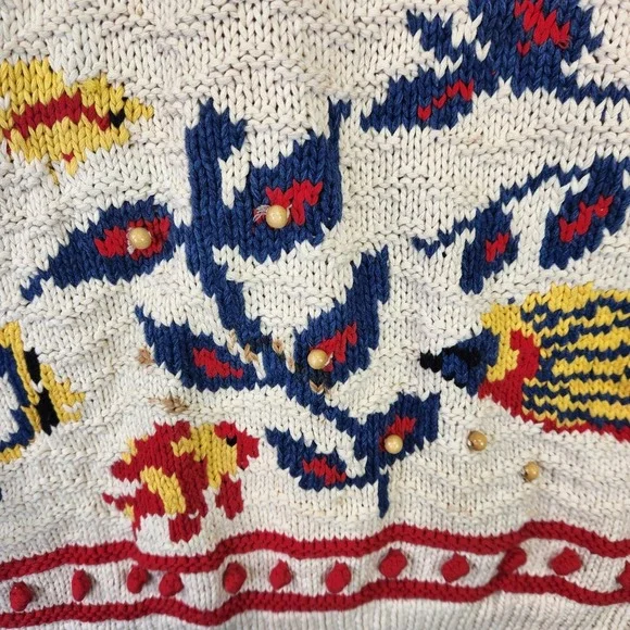 Vintage Renny Handknit Sweater Womens Small Nautical Fish Popcorn Knit 80s - Picture 2 of 7